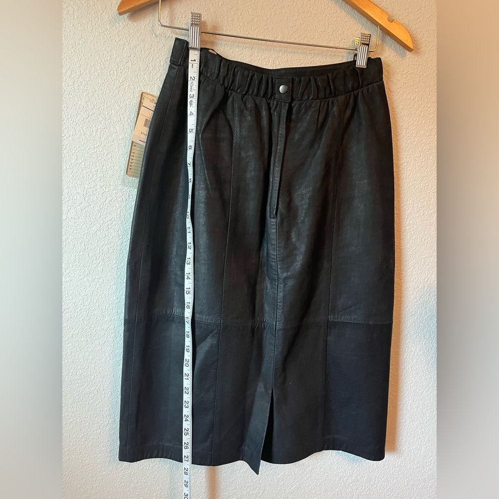 Quality vintage 90’s deadstock patchwork Black Leather Skirt 4 western cowgirl - Picture 3 of 9